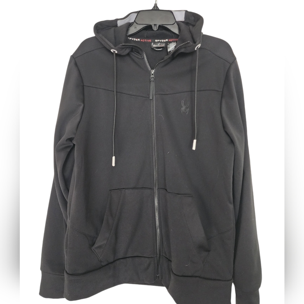 SPYDER ACTIVE Black Full ZIP HOODIE TECH JACKET ProWeb SZ Medium